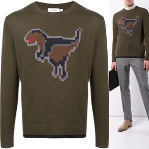 Coach Pixel Rexy Intarsia Knitted Sweatshirt Green